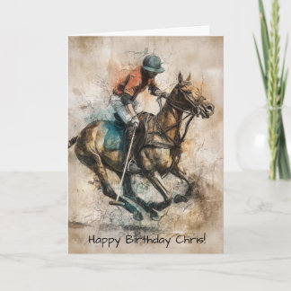 Personalized Happy Birthday Horse Polo Card