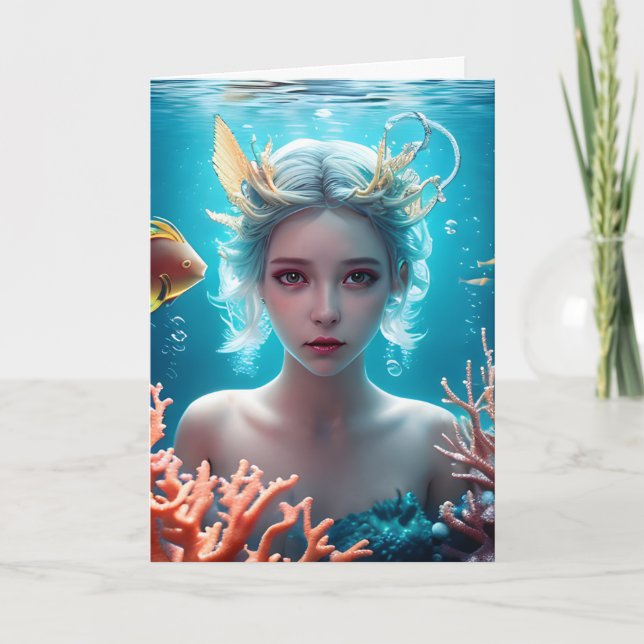 Personalized Happy Birthday Mermaid  Card (Front)