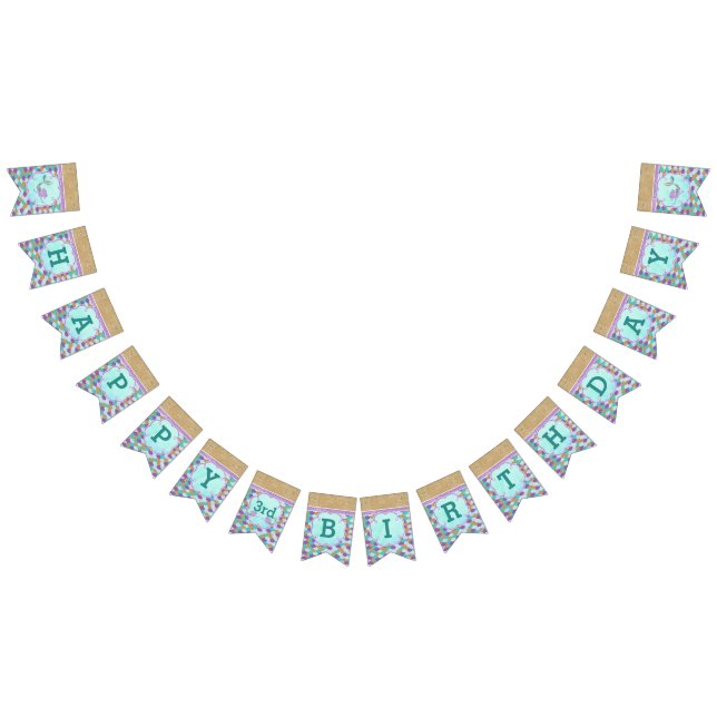 Personalized Happy Birthday Mermaid Party Bunting Flags (All)