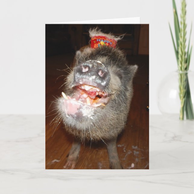 Personalized Happy Birthday Mini Pig Card (Front)