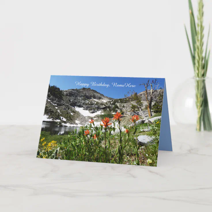 Personalized Happy Birthday, Mountains Wildflowers Card | Zazzle