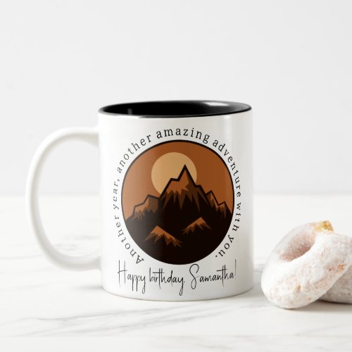 Personalized Happy Birthday mug Custom Message Two_Tone Coffee Mug