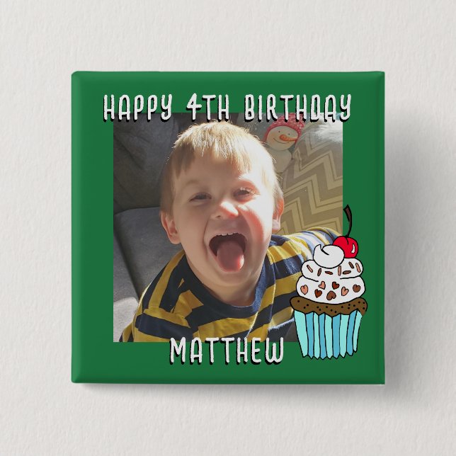 Personalized Happy Birthday Name and Age Button (Front)
