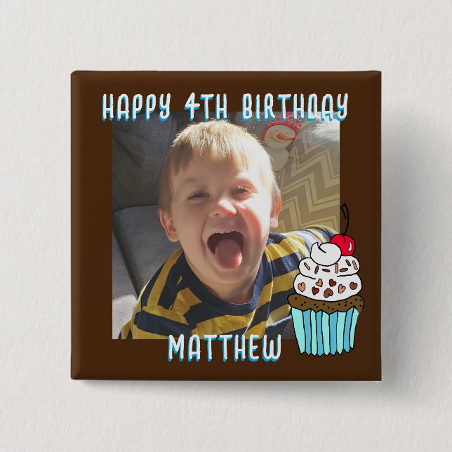 Personalized Happy Birthday Name and Age Button (Front)