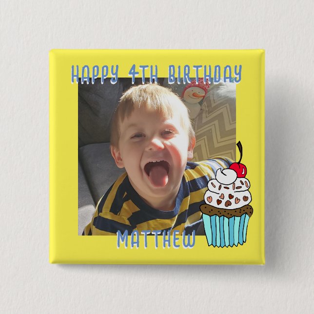 Personalized Happy Birthday Name and Age Button (Front)