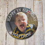 Personalized Happy Birthday Name and Age Button<br><div class="desc">Personalize this birthday button by adding your son's picture,  name and birthday age  to this button in the customize area.</div>
