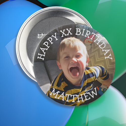 Personalized Happy Birthday Name and Age Button
