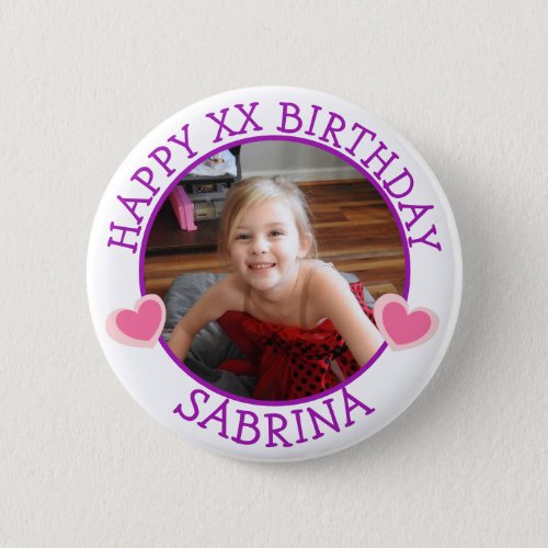 Personalized Happy Birthday Name and Age  Button