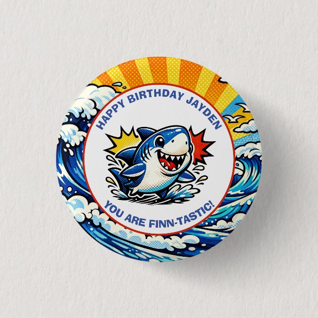 Personalized Happy Birthday Nautical Pop Art Button (Front)