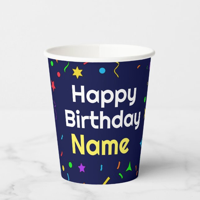 Personalized Happy Birthday - Paper Cups (Left)