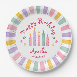Personalized Happy Birthday Paper Plate Girl