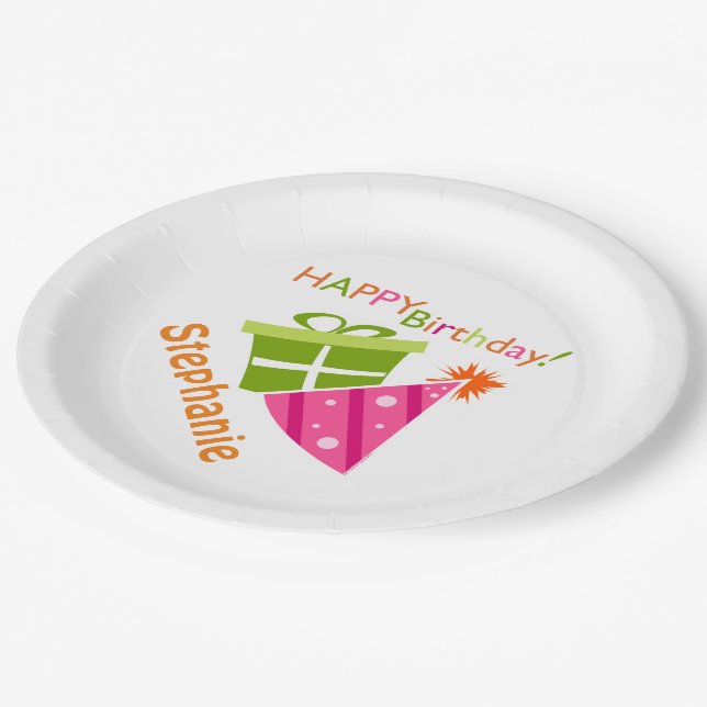 Personalized Happy Birthday Paper Plates (Angled)