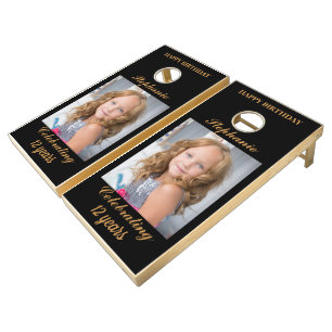 Personalized Happy Birthday Photo Age  Cornhole Set