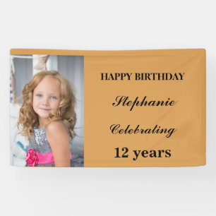 Personalized Happy Birthday Photo Age gold Banner