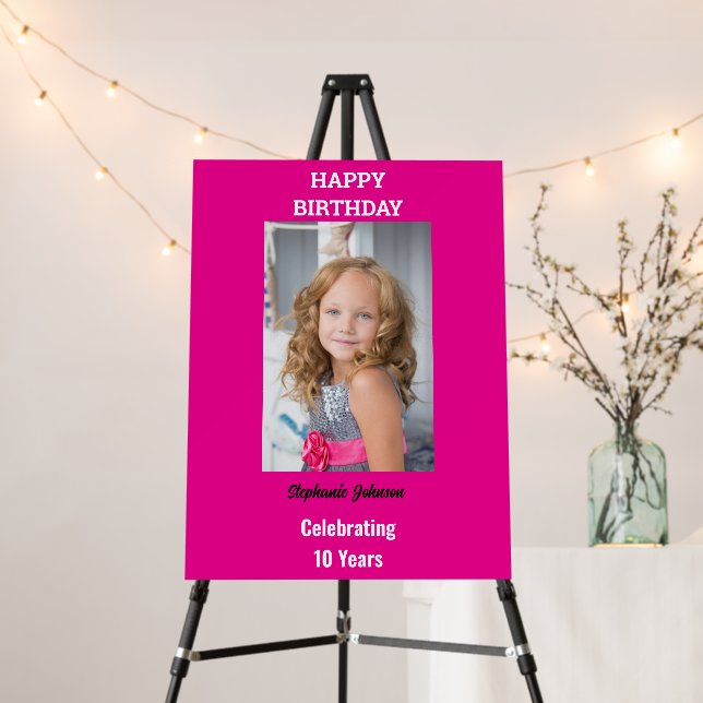 Personalized Happy Birthday Photo Age gold Foam Board (In Situ (Stand))