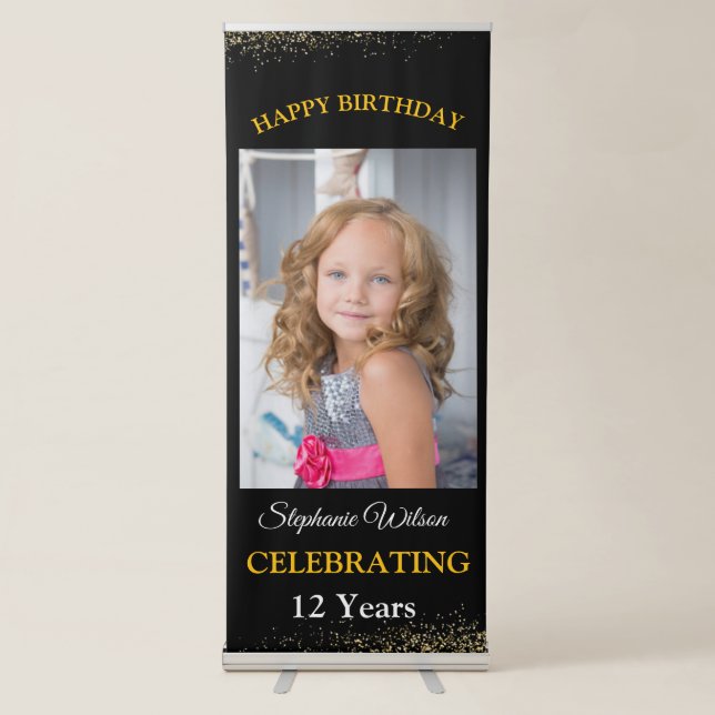 Personalized Happy Birthday Photo Celebration  Retractable Banner (Front)