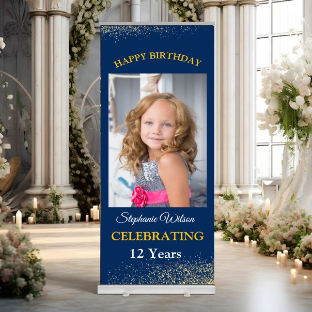 Personalized Happy Birthday Photo Celebration  Retractable Banner (Creator Uploaded)