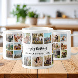 Personalized Happy Birthday Photo Collage Mug<br><div class="desc">Create your own personalized birthday photo collage gift mug. Add your own heartfelt happy birthday message or custom text amongst 18 of your favorite pictures in a modern grid design.</div>