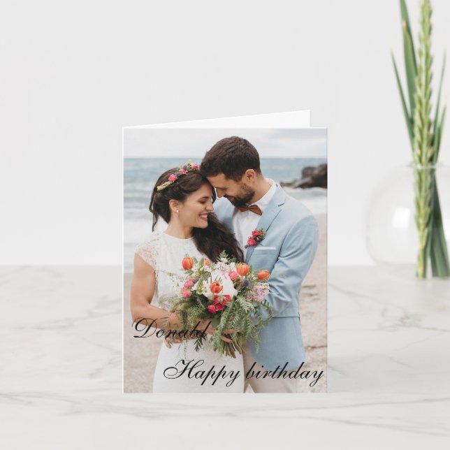 Personalized Happy Birthday Photo husband  Card (Front)