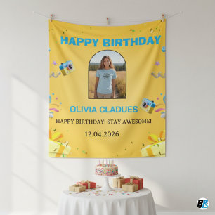 Personalized Happy Birthday Photo Keepsake Wall D Tapestry