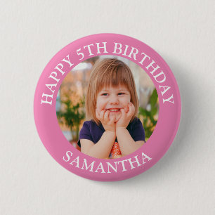Personalized Happy Birthday Photo Name Age  Button