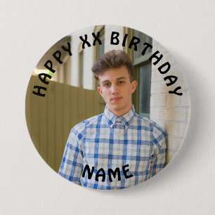 Personalized Happy Birthday Photo Name and Age But Button
