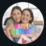 Personalized Happy Birthday Photo Name Quotes  Classic Round Sticker<br><div class="desc">Personalized Happy Birthday Photo Name Quotes</div>