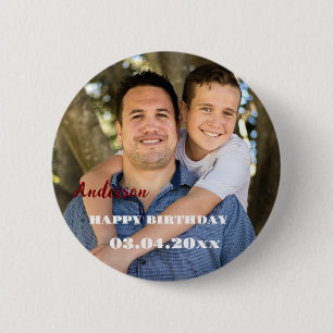Personalized Happy Birthday Photo Party Button