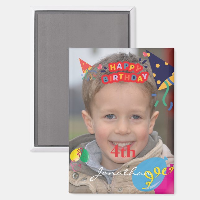 Personalized Happy Birthday Photo Rectangle Magnet (Front/Back)