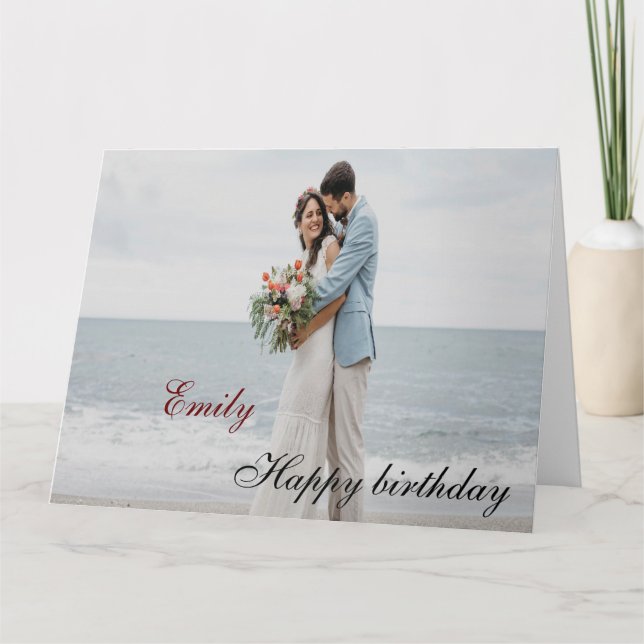 Personalized Happy Birthday Photo wife Card (Front)