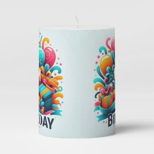 Personalized Happy Birthday Pillar Candle