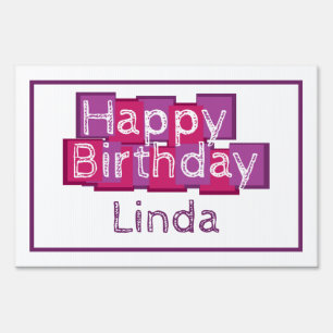 Personalized Happy Birthday Pink and Purple Yard Sign