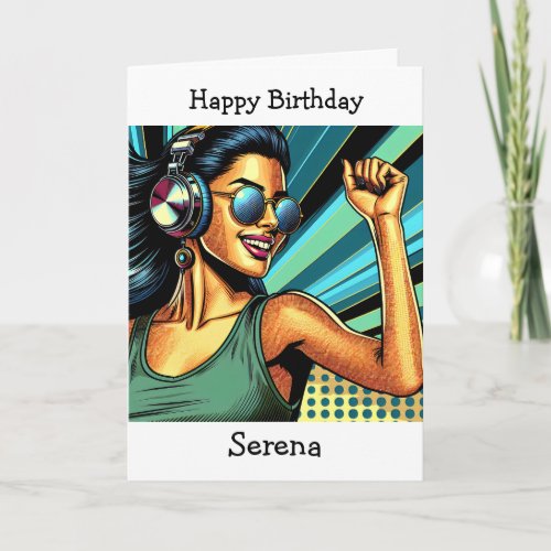 Personalized Happy Birthday  Pop Art Music Lover Card