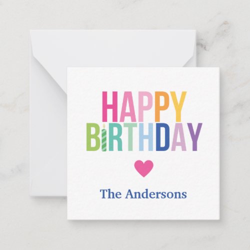 Personalized Happy Birthday Rainbow Enclosure Card