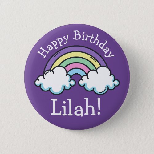 Personalized Happy Birthday Rainbow Pin with Name