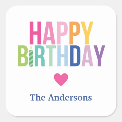 Personalized Happy Birthday Rainbow Sticker Tags