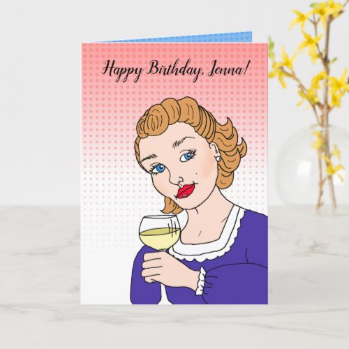 Personalized Happy Birthday Retro Wine Humor Card