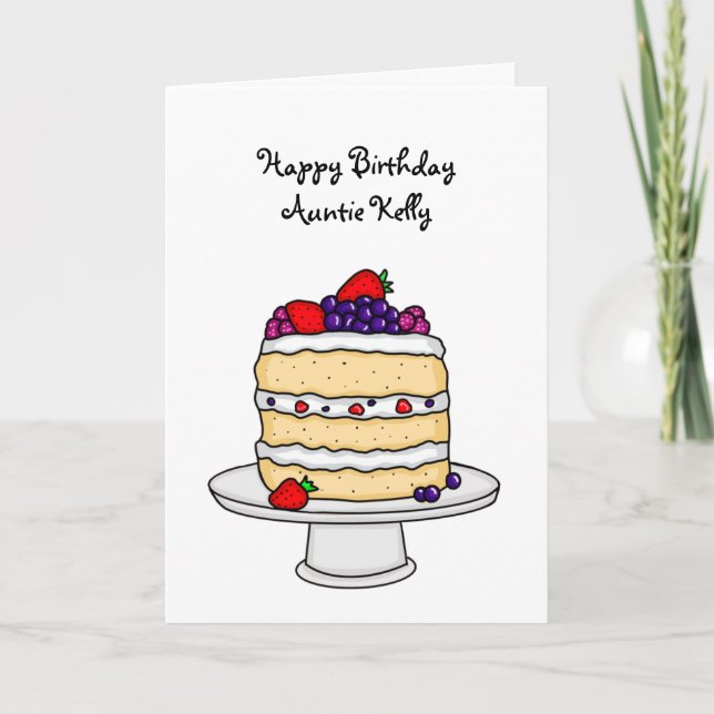 Personalized Happy Birthday Sponge Cake  Card (Front)