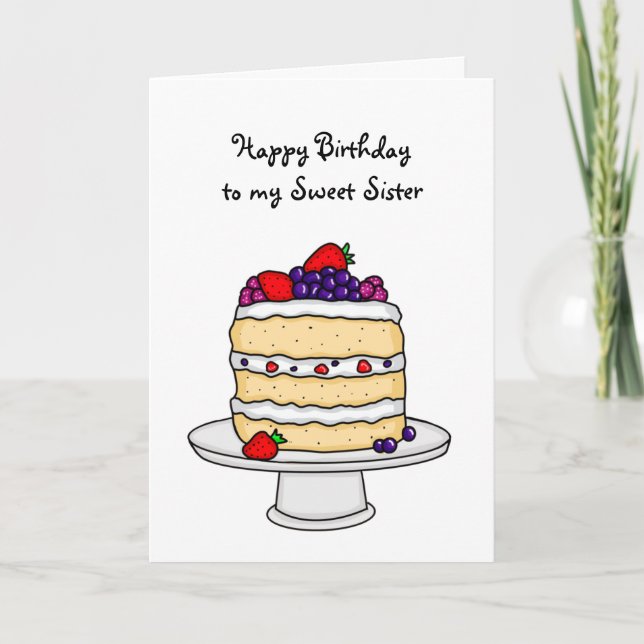 Personalized Happy Birthday Sponge Cake  Card (Front)