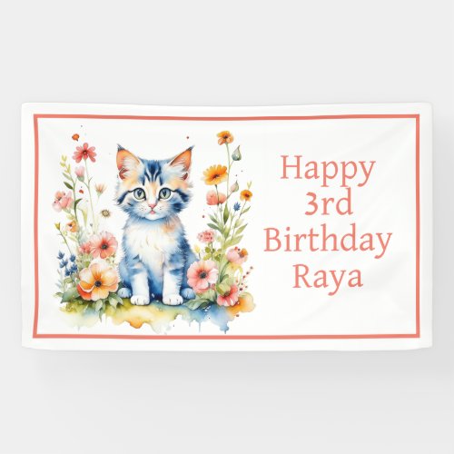 Personalized Happy Birthday Sweet Kitten Banner