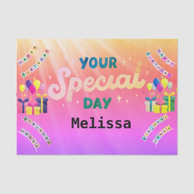 Personalized Happy Birthday Tissue Paper (Front)