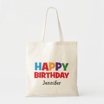 Personalized Happy Birthday Tote Bag by theburlapfrog at Zazzle