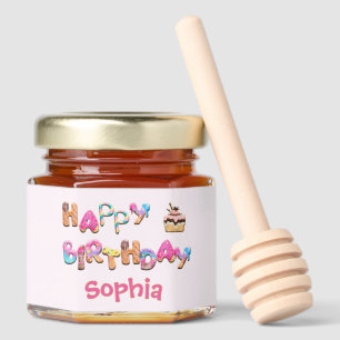 Personalized Happy Birthday Treats Colorful Honey Jar Favors