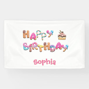 Personalized Happy Birthday Treats Colorful Yard Banner