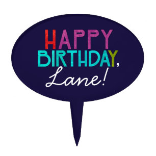 Personalized Happy Birthday Typography Cake Topper