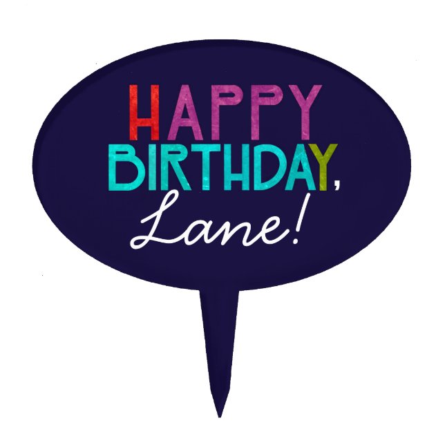 Personalized Happy Birthday Typography Cake Topper (Front)