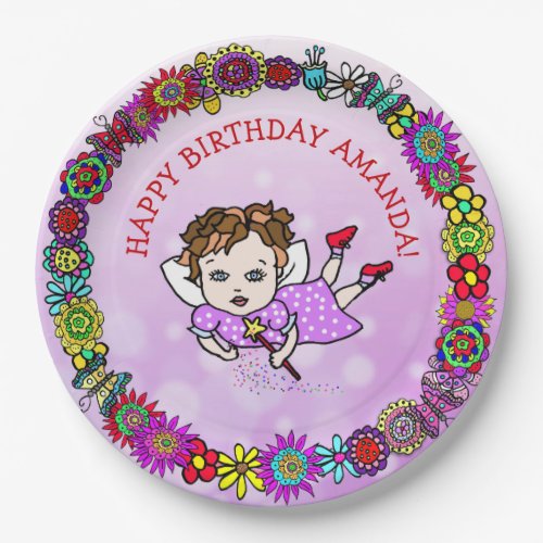 Personalized Happy Birthday Unicorn and Fairy Paper Plates