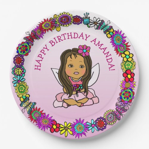 Personalized Happy Birthday Unicorn and Fairy Paper Plates