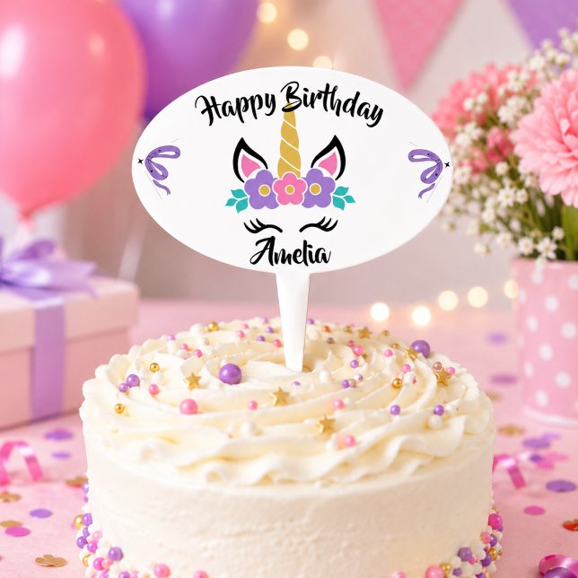 Personalized Happy Birthday Unicorn Cake Topper (Creator Uploaded)