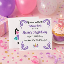 Personalized Happy Birthday Unicorn Invitation 